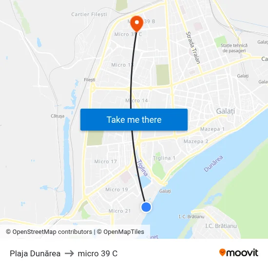 Plaja Dunărea to micro 39 C map