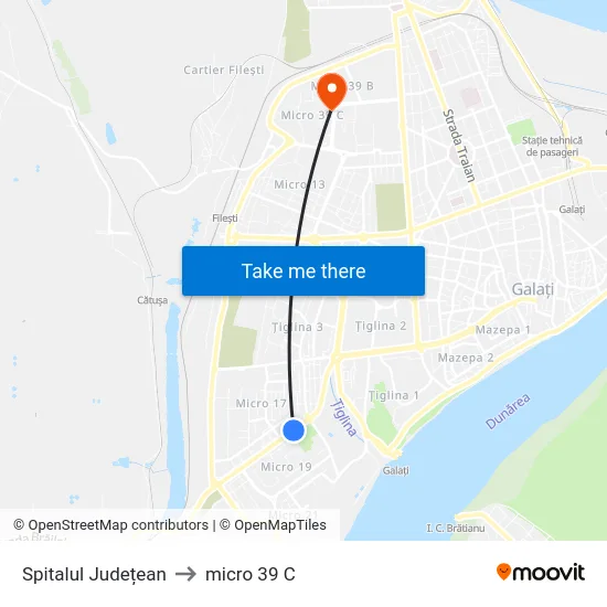 Spitalul Județean to micro 39 C map