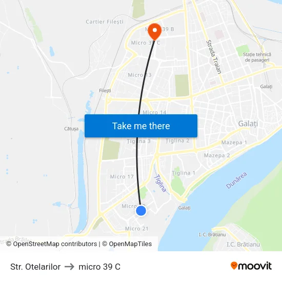 Str. Otelarilor to micro 39 C map