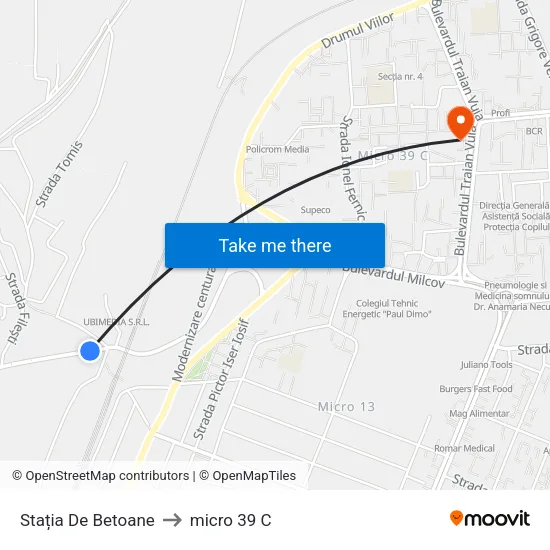 Stația De Betoane to micro 39 C map