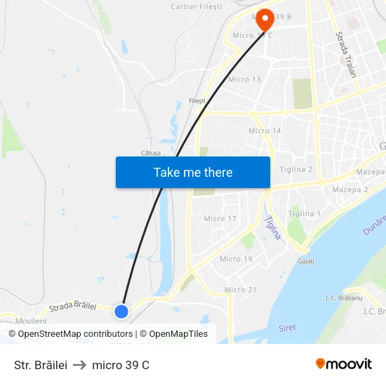 Str. Brăilei to micro 39 C map
