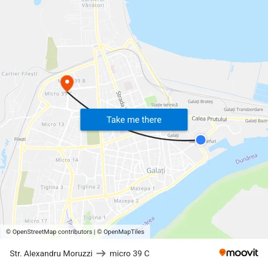 Str. Alexandru Moruzzi to micro 39 C map