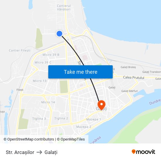 Str. Arcașilor to Galați map