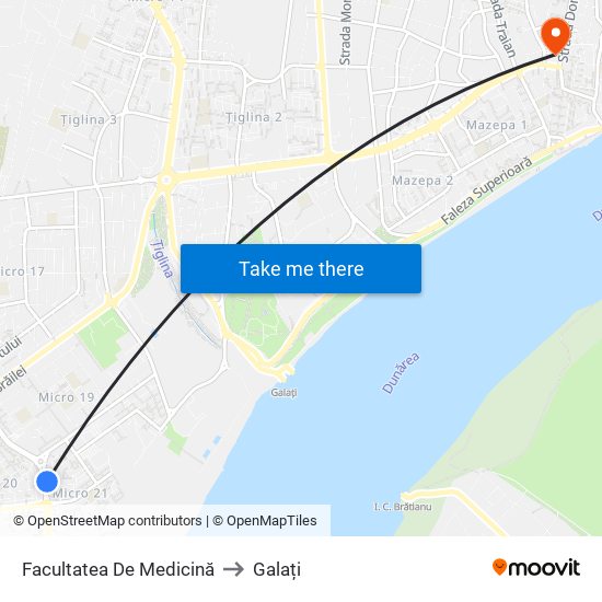 Facultatea De Medicină to Galați map