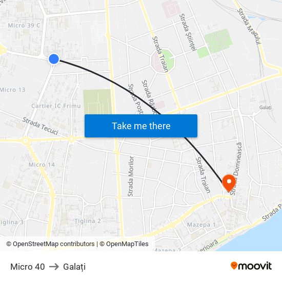 Micro 40 to Galați map