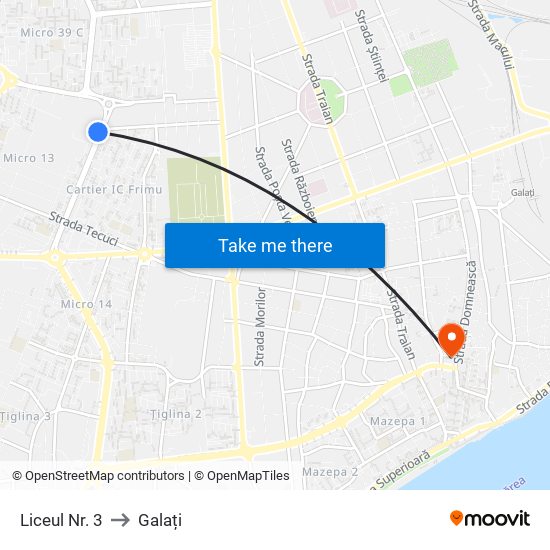 Liceul Nr. 3 to Galați map