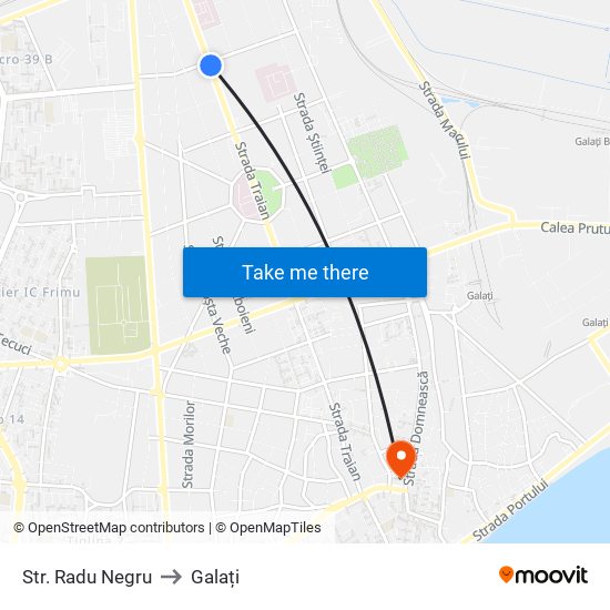 Str. Radu Negru to Galați map