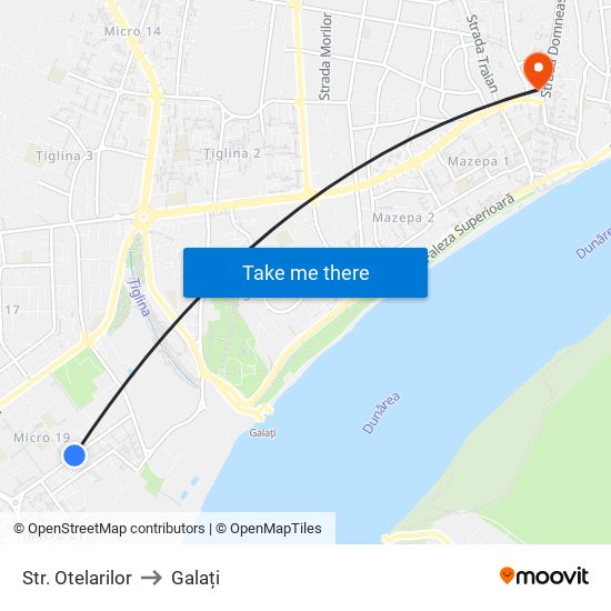 Str. Otelarilor to Galați map