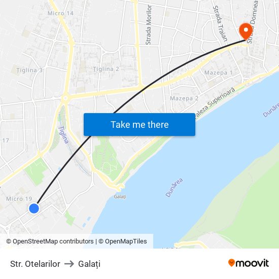 Str. Otelarilor to Galați map