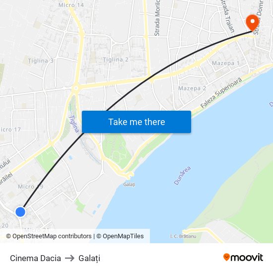 Cinema Dacia to Galați map