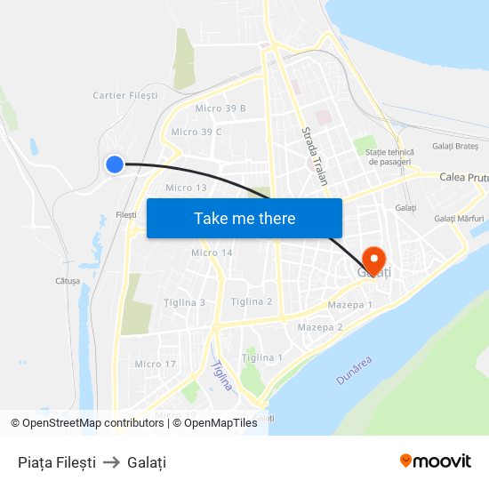 Piața Filești to Galați map