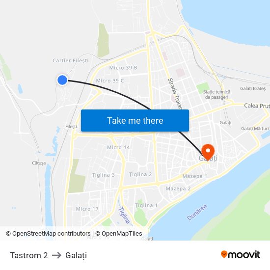 Tastrom 2 to Galați map