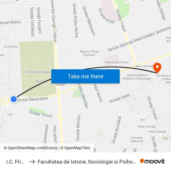 I.C. Frimu to Facultatea de Istorie, Sociologie si Psihologie map