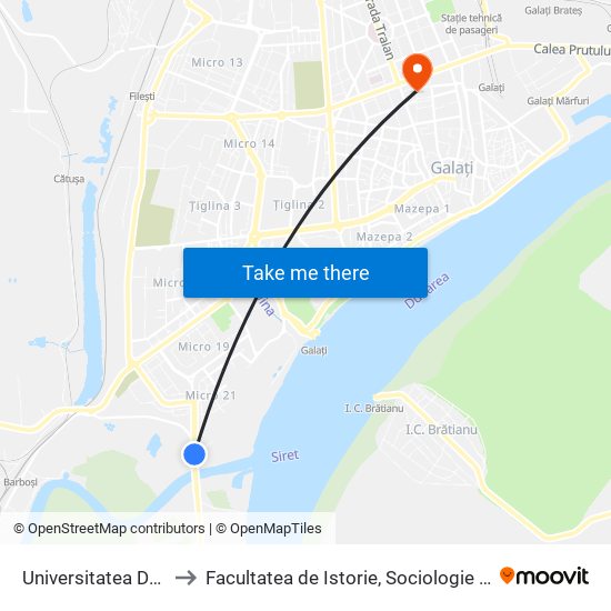 Universitatea Danubius to Facultatea de Istorie, Sociologie si Psihologie map