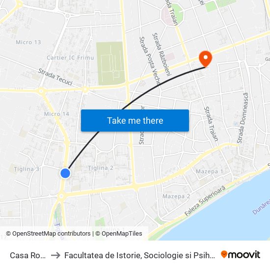 Casa Roșie to Facultatea de Istorie, Sociologie si Psihologie map