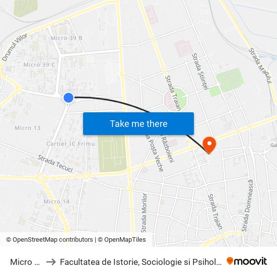 Micro 40 to Facultatea de Istorie, Sociologie si Psihologie map