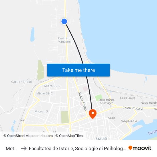 Metro to Facultatea de Istorie, Sociologie si Psihologie map