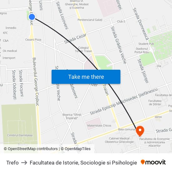 Trefo to Facultatea de Istorie, Sociologie si Psihologie map