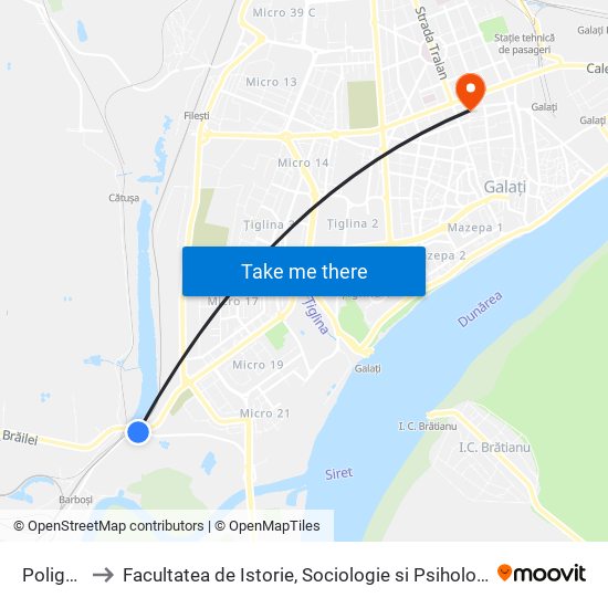 Poligon to Facultatea de Istorie, Sociologie si Psihologie map