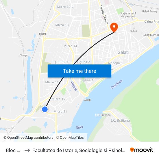 Bloc B3 to Facultatea de Istorie, Sociologie si Psihologie map