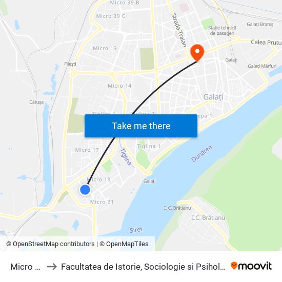 Micro 19 to Facultatea de Istorie, Sociologie si Psihologie map