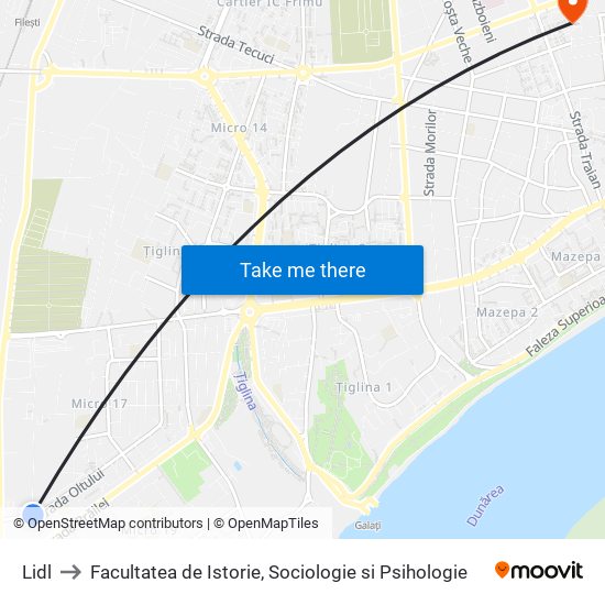 Lidl to Facultatea de Istorie, Sociologie si Psihologie map