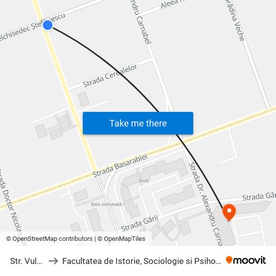 Str. Vultur to Facultatea de Istorie, Sociologie si Psihologie map