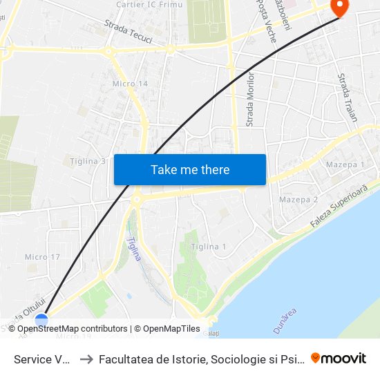 Service Vechi to Facultatea de Istorie, Sociologie si Psihologie map