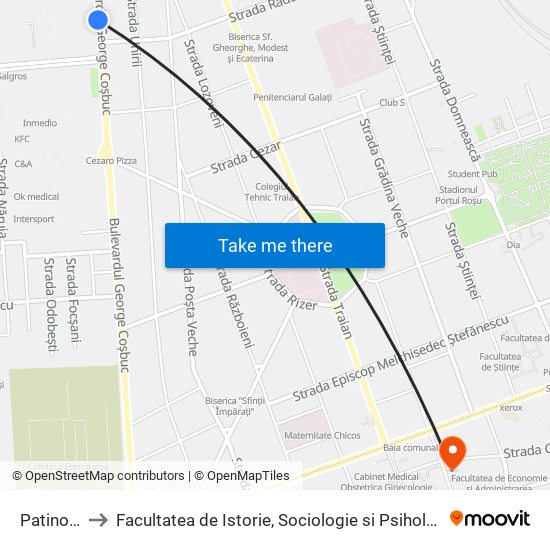 Patinoar to Facultatea de Istorie, Sociologie si Psihologie map