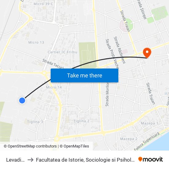 Levaditti to Facultatea de Istorie, Sociologie si Psihologie map