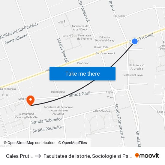 Calea Prutului to Facultatea de Istorie, Sociologie si Psihologie map