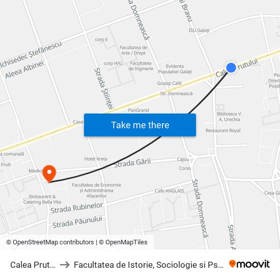 Calea Prutului to Facultatea de Istorie, Sociologie si Psihologie map