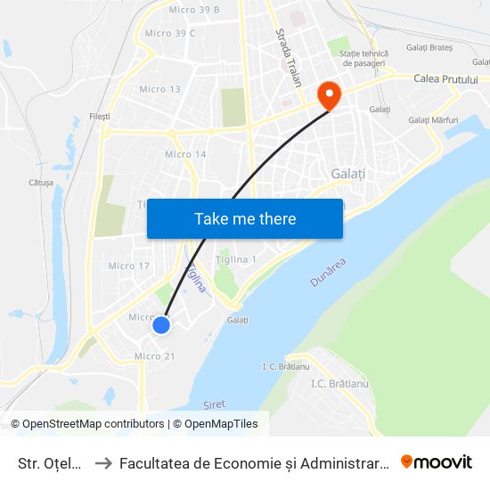 Str. Oțelarilor to Facultatea de Economie și Administrarea Afacerilor map