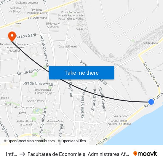 Intfor to Facultatea de Economie și Administrarea Afacerilor map