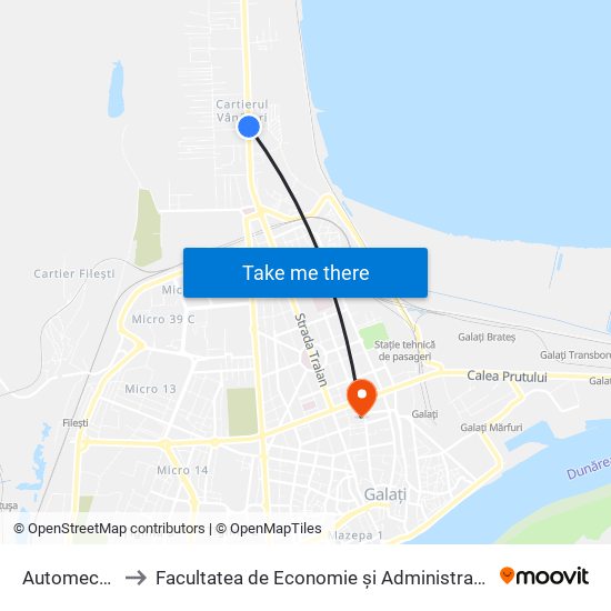 Automecanica to Facultatea de Economie și Administrarea Afacerilor map