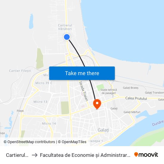 Cartierul Nou to Facultatea de Economie și Administrarea Afacerilor map