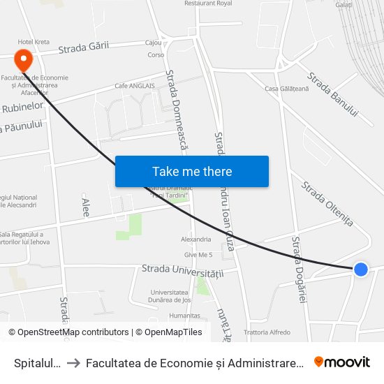 Spitalul Cfr to Facultatea de Economie și Administrarea Afacerilor map