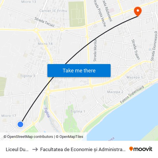 Liceul Dunărea to Facultatea de Economie și Administrarea Afacerilor map