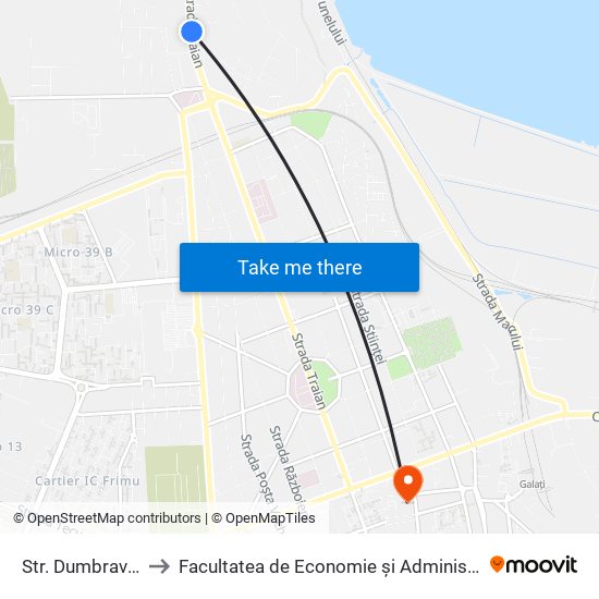 Str. Dumbrava Roșie to Facultatea de Economie și Administrarea Afacerilor map