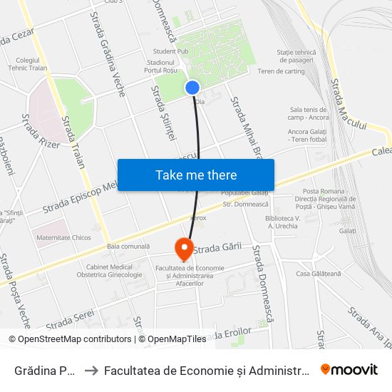 Grădina Publică to Facultatea de Economie și Administrarea Afacerilor map