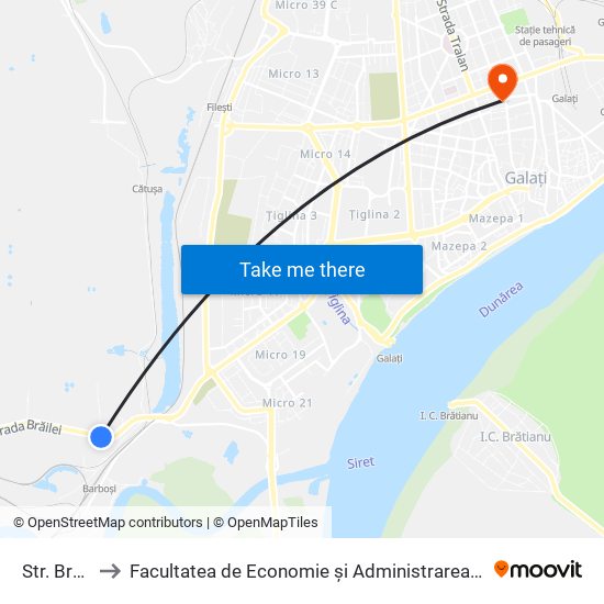 Str. Brăilei to Facultatea de Economie și Administrarea Afacerilor map