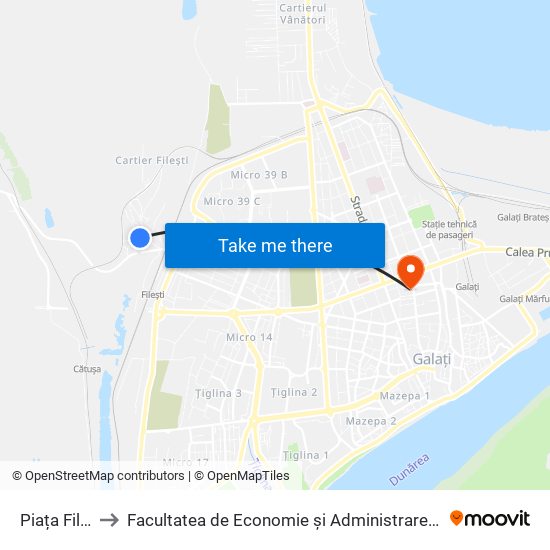 Piața Filești to Facultatea de Economie și Administrarea Afacerilor map