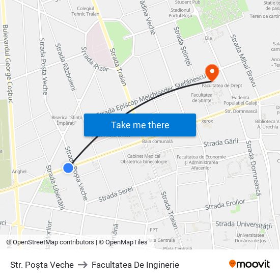 Str. Poșta Veche to Facultatea De Inginerie map