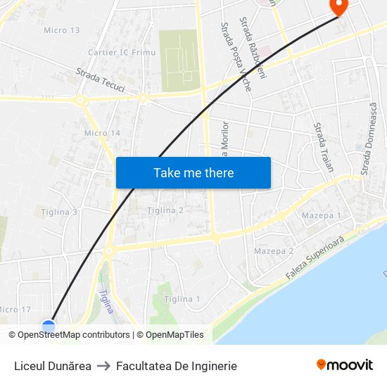 Liceul Dunărea to Facultatea De Inginerie map