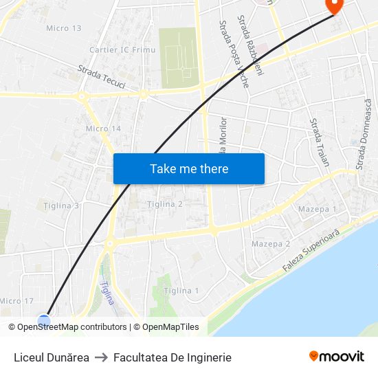 Liceul Dunărea to Facultatea De Inginerie map