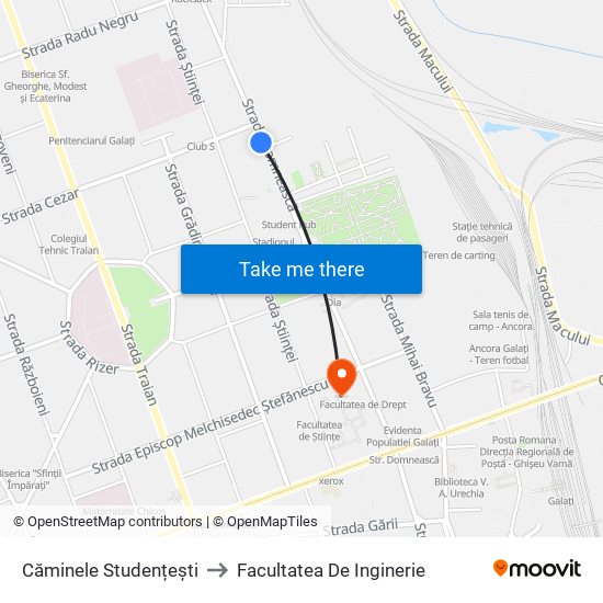 Căminele Studențești to Facultatea De Inginerie map