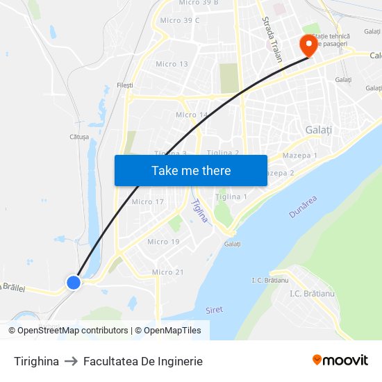 Tirighina to Facultatea De Inginerie map