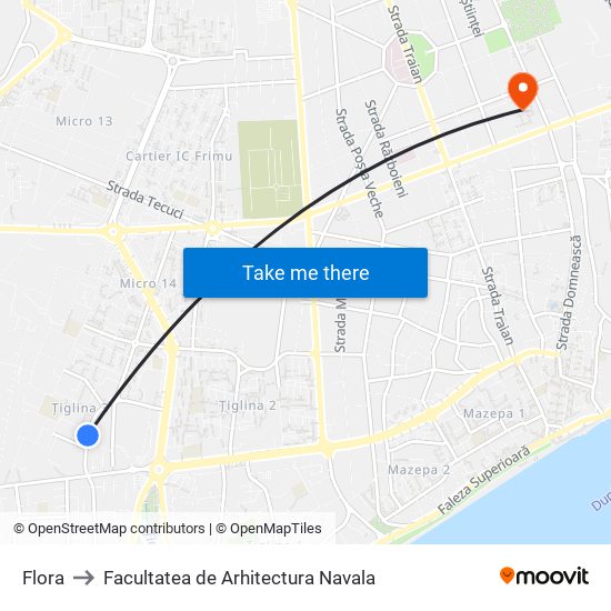 Flora to Facultatea de Arhitectura Navala map