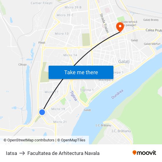 Iatsa to Facultatea de Arhitectura Navala map