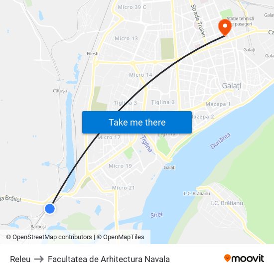 Releu to Facultatea de Arhitectura Navala map